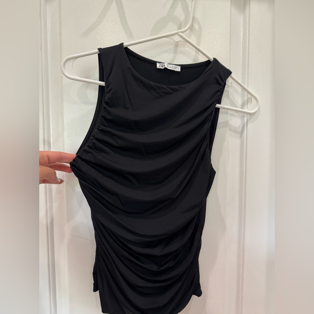 Zara Elegant Black Ruched top